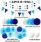 Navy Blue Party Decoration,23Pcs Hanging Paper Fans,Pom Poms Flowers,Garland String Polka Dot and Triangle Bunting Flag Packs for Boy Birthday, Bridal Shower,Baby Boy Showers,Wedding